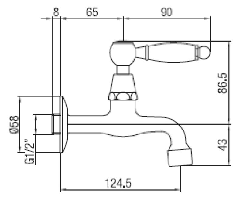 PB Classic Wand-Kaltwasserarmatur mit weißem Griff Edelstahl 1208853532