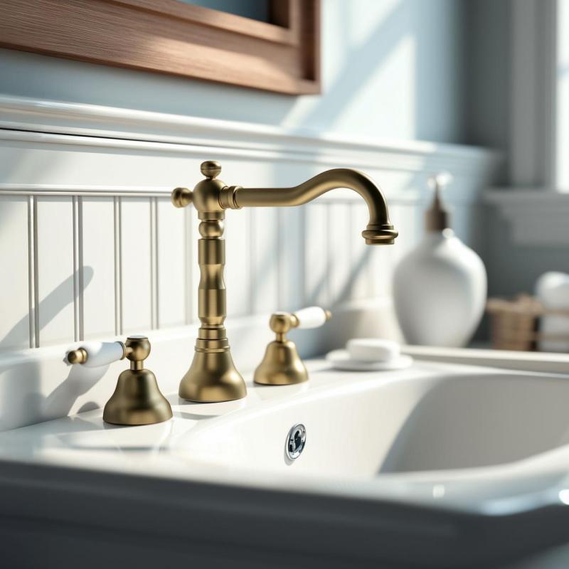 PB classic Wasserhahn 3-Loch-Waschtischarmatur, weiße Hebel, Bronze 1208854272