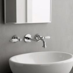 PB klassische Einbau-Wandarmatur mit weißen Griffen, 25 cm Auslauf, Chrom 1208854382