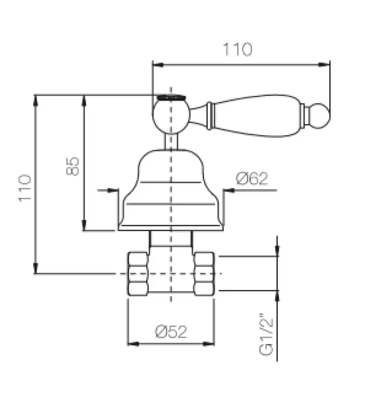 PB Classic Wasserhahn Unterputz Absperrhahn mit weißem Griff Chrom 1208854652