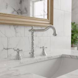 PB classic 3-Loch-Waschtischarmatur mit Sterngriffen, Auslauf 18,5 cm, Chrom 1208854922