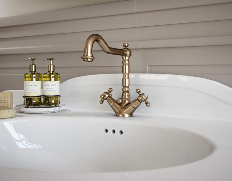 PB classic Waschtischarmatur mit Sterngriffen, Auslauf 18,5 cm, Bronze 1208854962