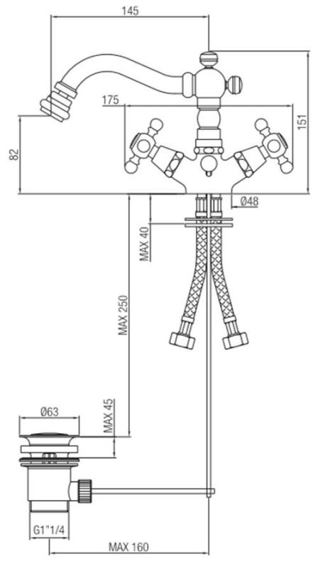 PB Classic Bidetarmatur 145 mm Auslauf Chrom 1208855012