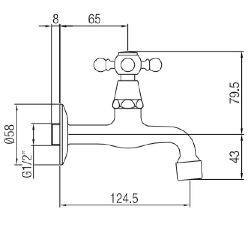 PB Classic Wand-Kaltwasserarmatur mit Sterngriff Chrom 1208855592