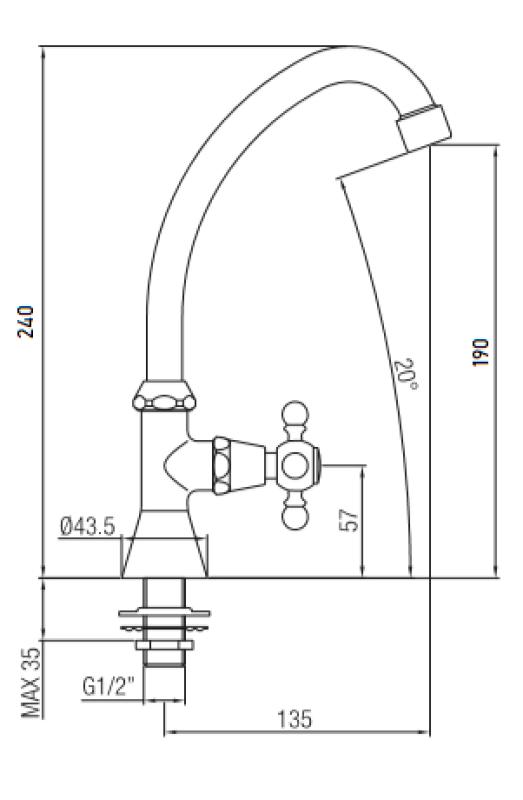 PB Classic Kaltwasserarmatur mit Sterngriff und hohem Auslauf Bronze 1208855662