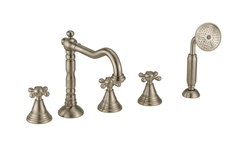 PB klassischer 5-Loch-Wannenrandhahn mit Sternknöpfen Edelstahl 1208855792