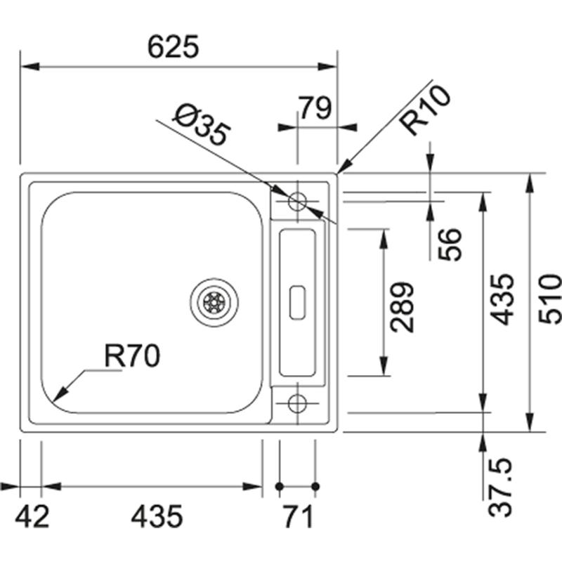 Franke Argos AGX 210 Edelstahl-Spülbecken für flächenbündigen Einbau 625x510 umkehrbar 127.0380.400