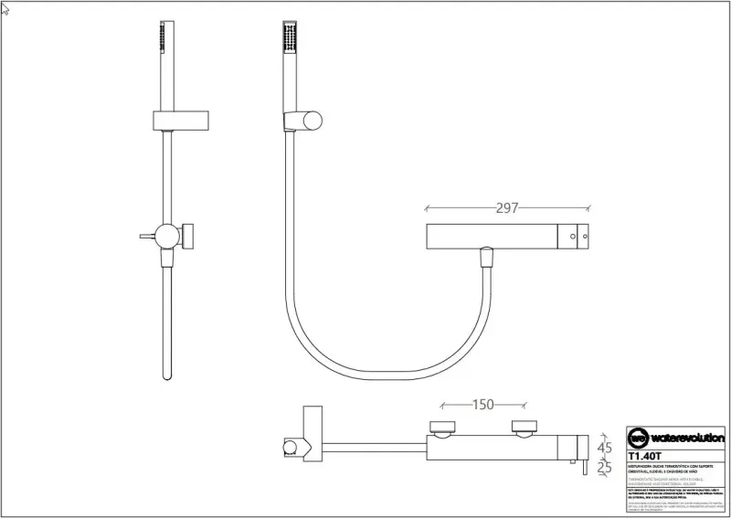 Waterevolution Flow Duschthermostat mit Duscharmatur Edelstahl T140TIE