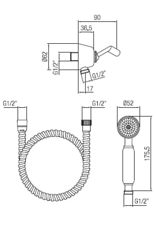 PB Classic Handbrause-Set mit Aufhängehaken Bronze 1208899042