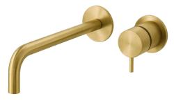 Waterevolution Flow Einbau-Waschtischarmatur aus gebürstetem Messing mit Auslauf 21 cm T116BLE-21