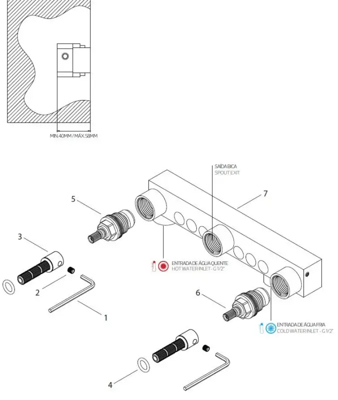 Waterevolution Cruz 3-Loch-Unterputz-Waschtischarmatur, Auslauf 15cm, Schwarz matt 1208916582