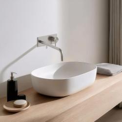 Waterevolution Flow Einbau-Waschtischarmatur mit Abdeckplatte, komplett aus Edelstahl, mit Auslauf 25 cm T1161BIE-25