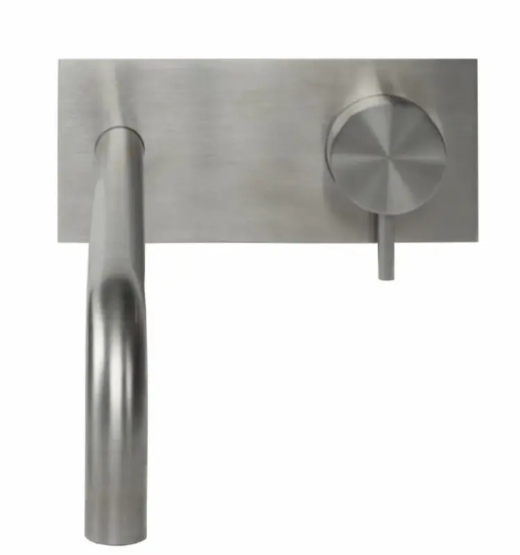 Waterevolution Flow Einbau-Waschtischarmatur mit Abdeckplatte, komplett aus Edelstahl, mit Auslauf 25 cm T1161BIE-25