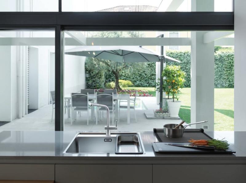 Franke Edelstahl gebürstete Küchenarmatur Atlas Neo ausziehbarer Auslauf Inox 115.0521.438