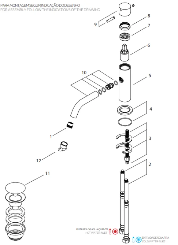 Waterevolution Flow niedrige Waschtischarmatur inkl. Click Plug, Messing gebürstet T110LE
