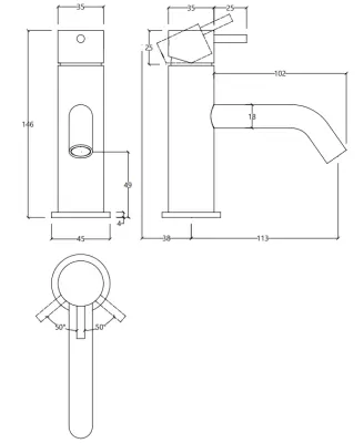 Waterevolution Flow Waschtischarmatur PVD gebürstet Gun Metal T110GME