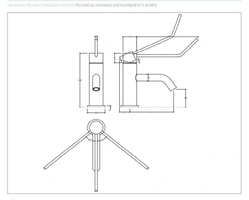 Waterevolution Flow Waschtischarmatur inkl. Klickverschluss, PVD Gun Metal T111GME