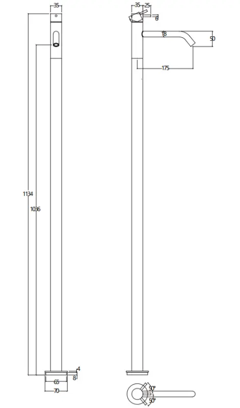Waterevolution Flow freistehende Waschtischarmatur, Edelstahl T113IE