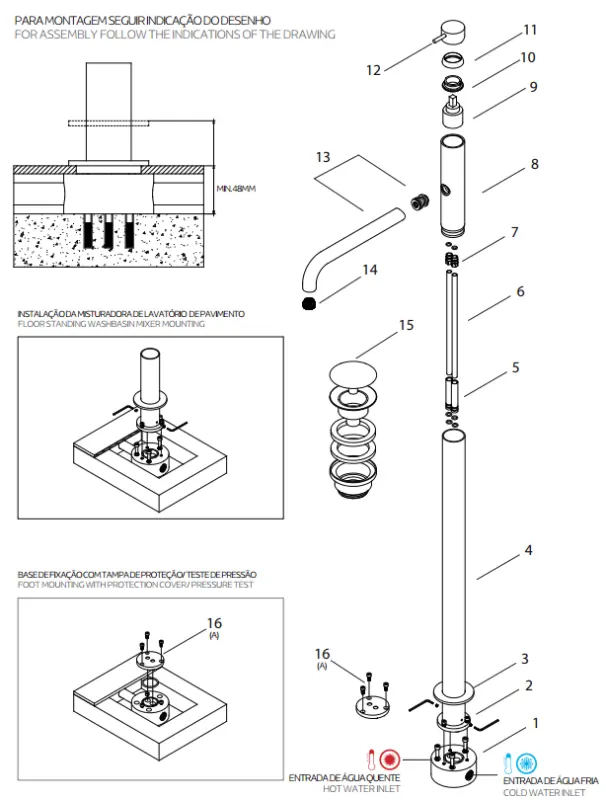 Waterevolution Flow freistehende Waschtischarmatur, Edelstahl T113IE