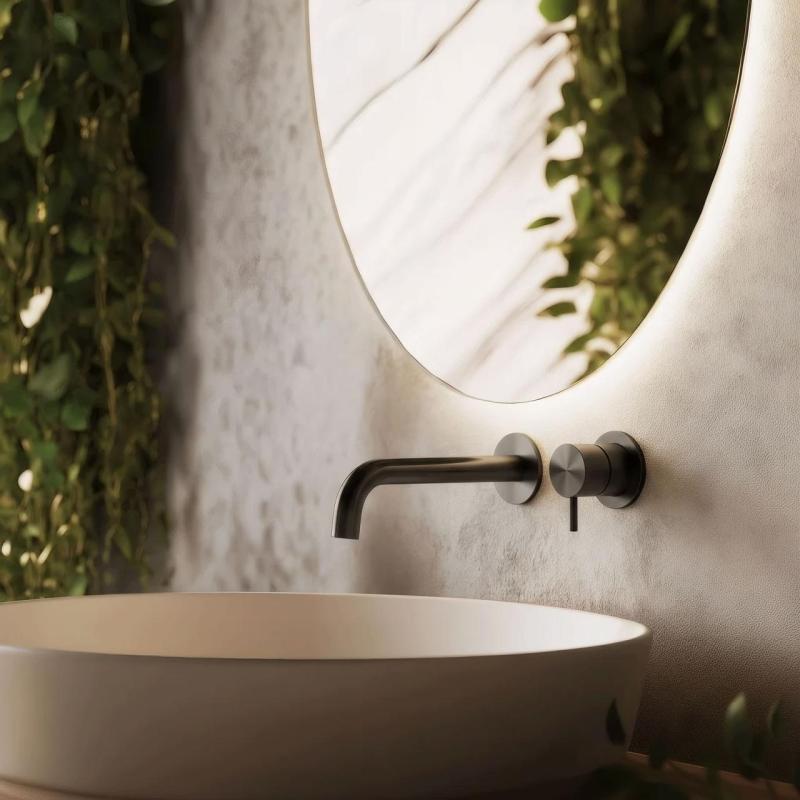 Waterevolution Flow Einbau-Waschtischarmatur PVD Gun Metal mit Auslauf 15 cm T116BME-15