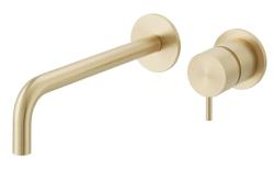 Waterevolution Flow Einbau-Waschtischarmatur PVD Weißgold mit Auslauf 21 cm T116BWGE-21