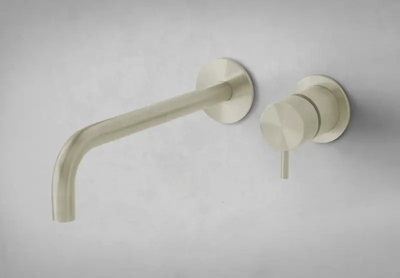 Waterevolution Flow Einbau-Waschtischarmatur PVD Weißgold mit Auslauf 21 cm T116BWGE-21