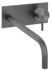 Waterevolution Flow Einbau-Waschtischarmatur mit Abdeckplatte PVD Gun Metal mit Auslauf 21 cm T1161GME-21