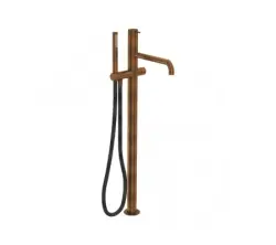 Waterevolution Flow freistehende Wannenbatterie mit Handbrause, gebürstetes Kupfer T133CPE