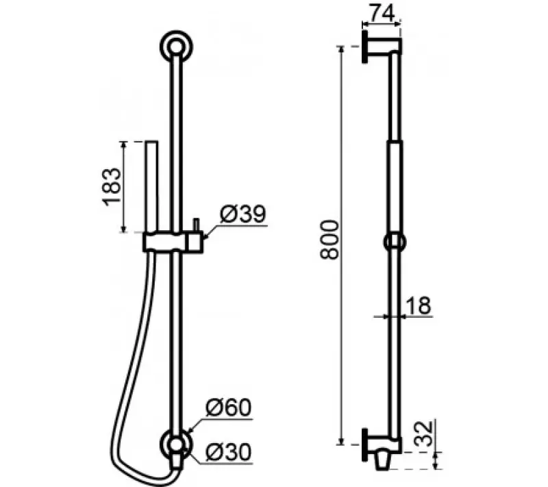 Waterevolution Flow Duschstangen-Set mit Handbrause 800mm Hellgold T1661WGE