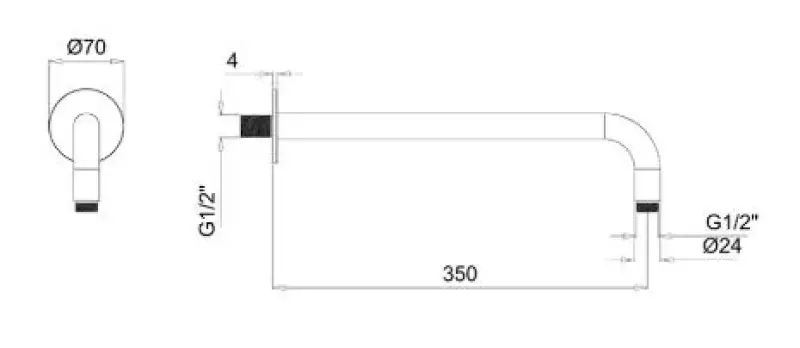 SB Rubinetterie Universale Wand-Duscharm rund 35cm Farbe Mattweiß 1208946667