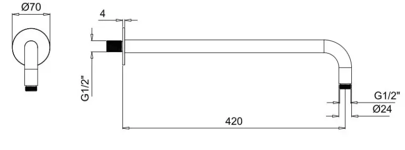 SB Rubinetterie Universale Wand-Duscharm rund 42cm Farbe Mattweiß 1208946668