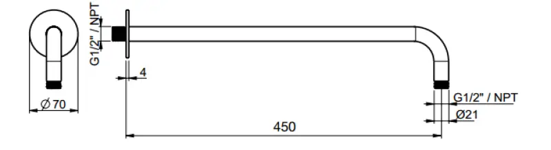 SB Round 316 Wandduscharm rund 45 cm komplett aus Edelstahl 1208946714