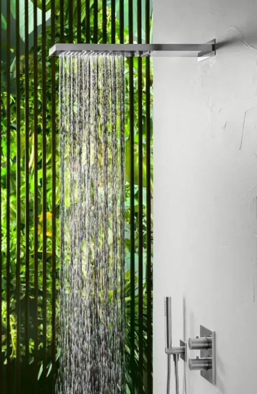 SB Square 316 Regendusche mit Wandanschluss und Wasserfalldusche, komplett aus Edelstahl 1208946755