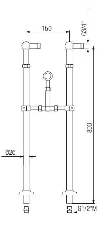 PB freistehende Badewannenarmatur, nostalgisch, Sterngriffe, Bronze 6000