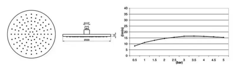 Waterevolution Flow Kopfbrause 300mm mit Wandanschluss mattschwarz