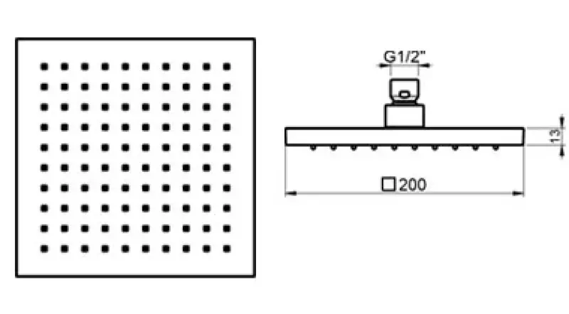 SB Rubinetterie Regendusche Eco Air wassersparende quadratische Regendusche Schwarz matt 20x20cm 1208947014