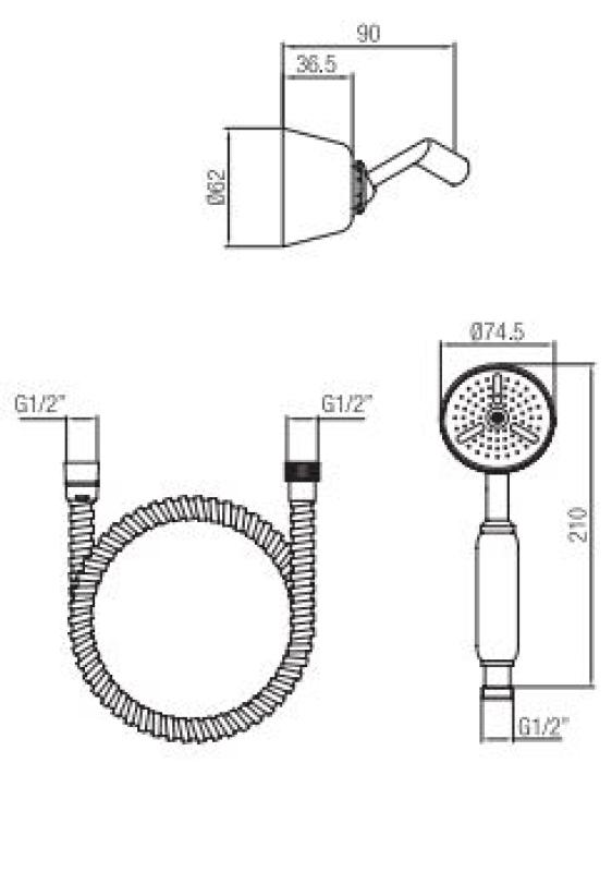 PB Classic Handbrausegarnitur mit Aufhängehaken Bronze 1208952420
