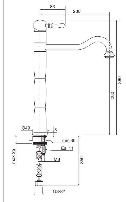 PB Classic Nostalgische Säulen-Küchenarmatur Chrom 1208952920