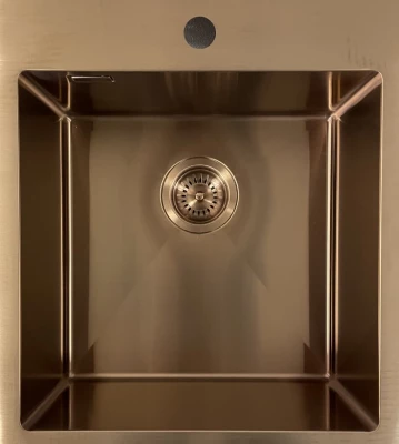 Ausmann Weser Edelstahlspüle kupferfarben PVD Copper 55x51 mit Hahnloch Unterbau Flachbau und Aufsatz 080938