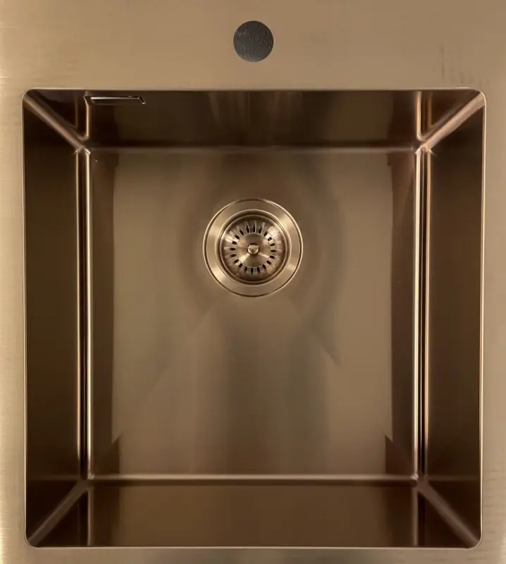 Ausmann Weser Edelstahlspüle kupferfarben PVD Copper 55x51 mit Hahnloch Unterbau Flachbau und Aufsatz 080938