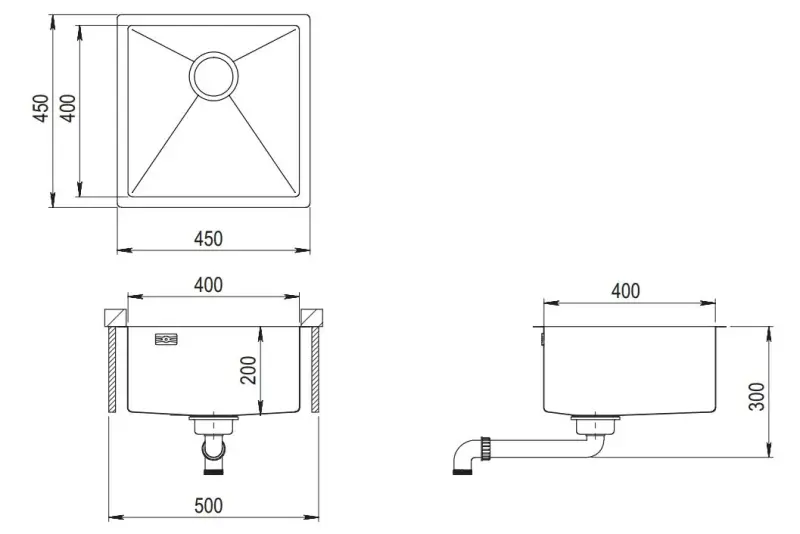 Ausmann Mosel Edelstahl-Küchenspüle PVD Kupfer 40x40 Unterbau, Flachmontage und aufliegend 080969