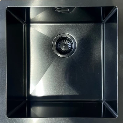 Ausmann Mosel Edelstahlspüle anthrazitfarben PVD Gun Metal 40x40 Unterbau flach und Aufsatz 067106