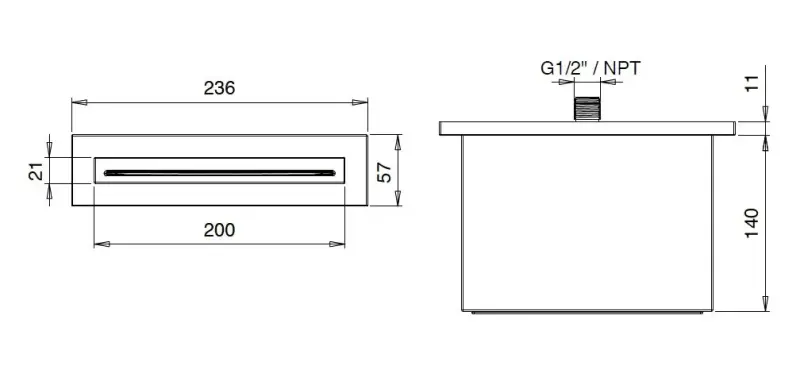SB Quadratischer Wasserfallauslauf Schwarz matt