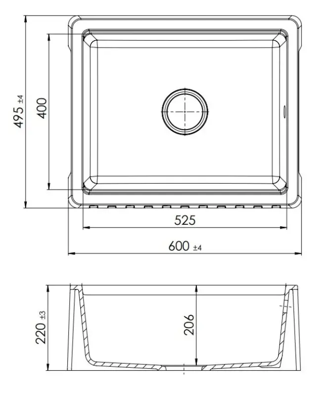 GraniteMy Tradition Landhausstil Spülbecken, doppelseitige Granitspüle 60x48 cm, weiß Unterbau 1208953017