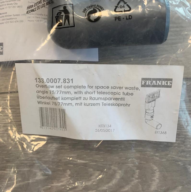 Franke Überlaufgarnitur Universal-Winkel 75/77 133.0036.499