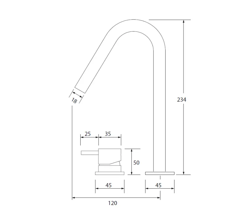 Waterevolution Flow 2-Loch-Waschtischarmatur v Auslauf klein 120 mm PVD gebürstetes Kupfer T112VCPE
