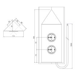 Indux Corner Energie-Säule mit 2 Steckdosen Randaarde Eckausführung Edelstahl 1208953220