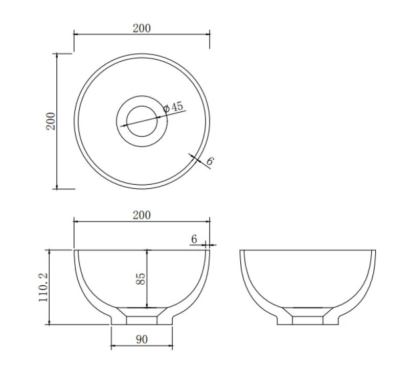 Solid S kleines Waschbecken aus Mineralwerkstoff, rund, 20 x 20 x 11 cm, mattweiß, 1208953267