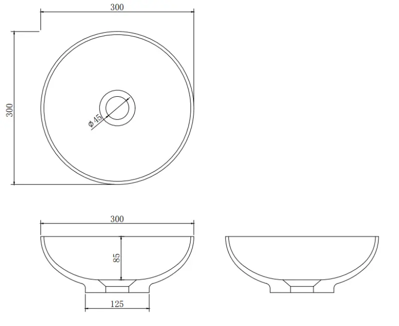Solid S kleines Waschbecken aus Mineralwerkstoff, rund, 30 x 30 x 11 cm, mattweiß, 1208953273
