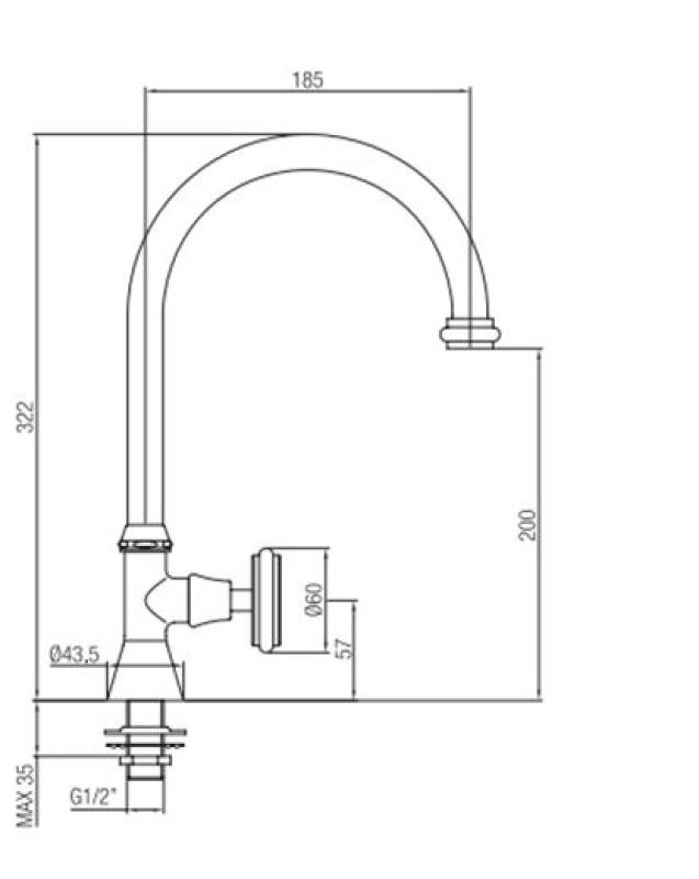 PB Classic Kaltwasserarmatur mit weißem Griff und hohem Rundauslauf, Bronze 1208953278